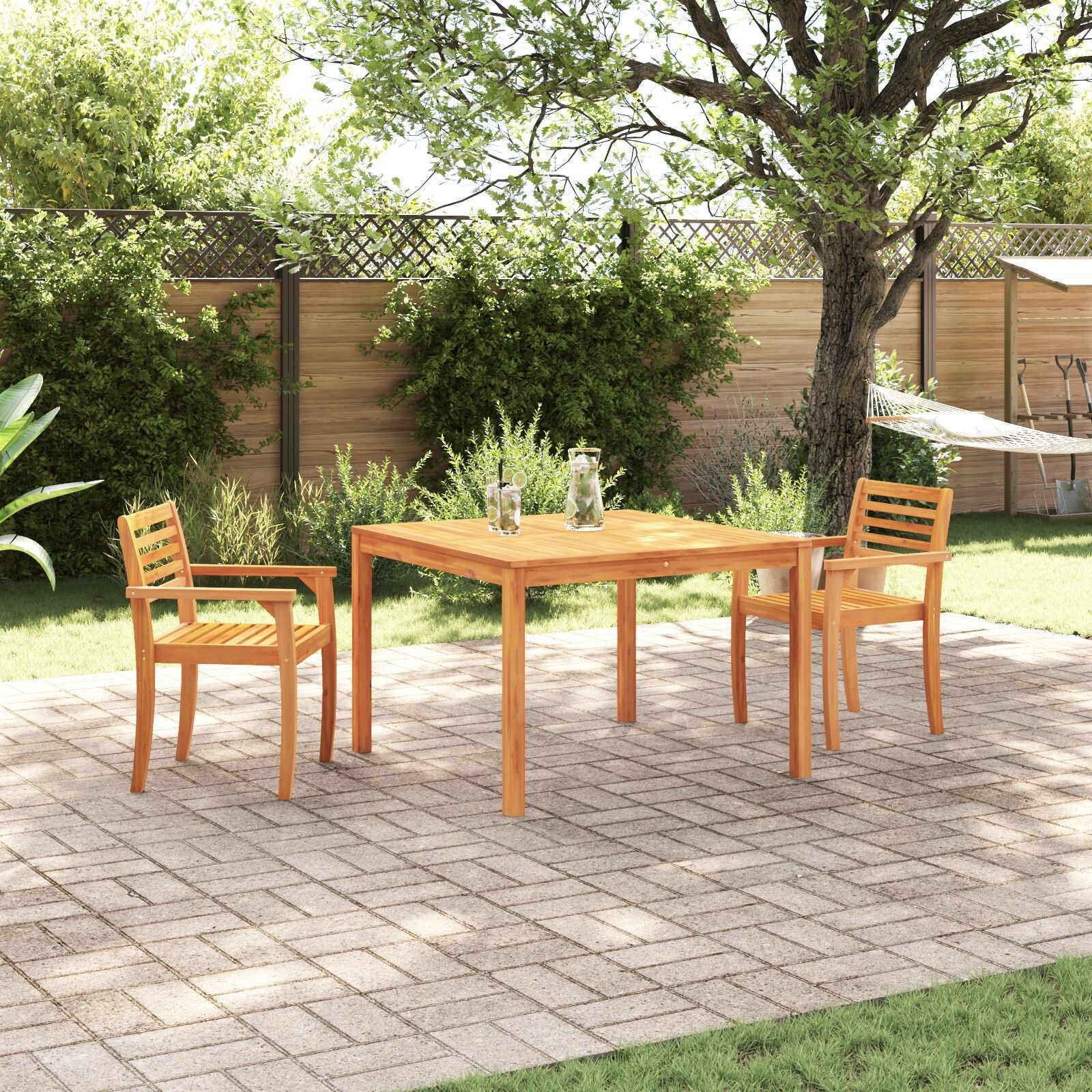 Conjunto de Comedor de Jardín de 3 Piezas de Madera Sólida de Acacia  V5867 Vetonek