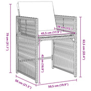 Conjunto de Comedor de Jardín de 5 Piezas con Cojines Ratán Poliéster Gris V6971 Vetonek