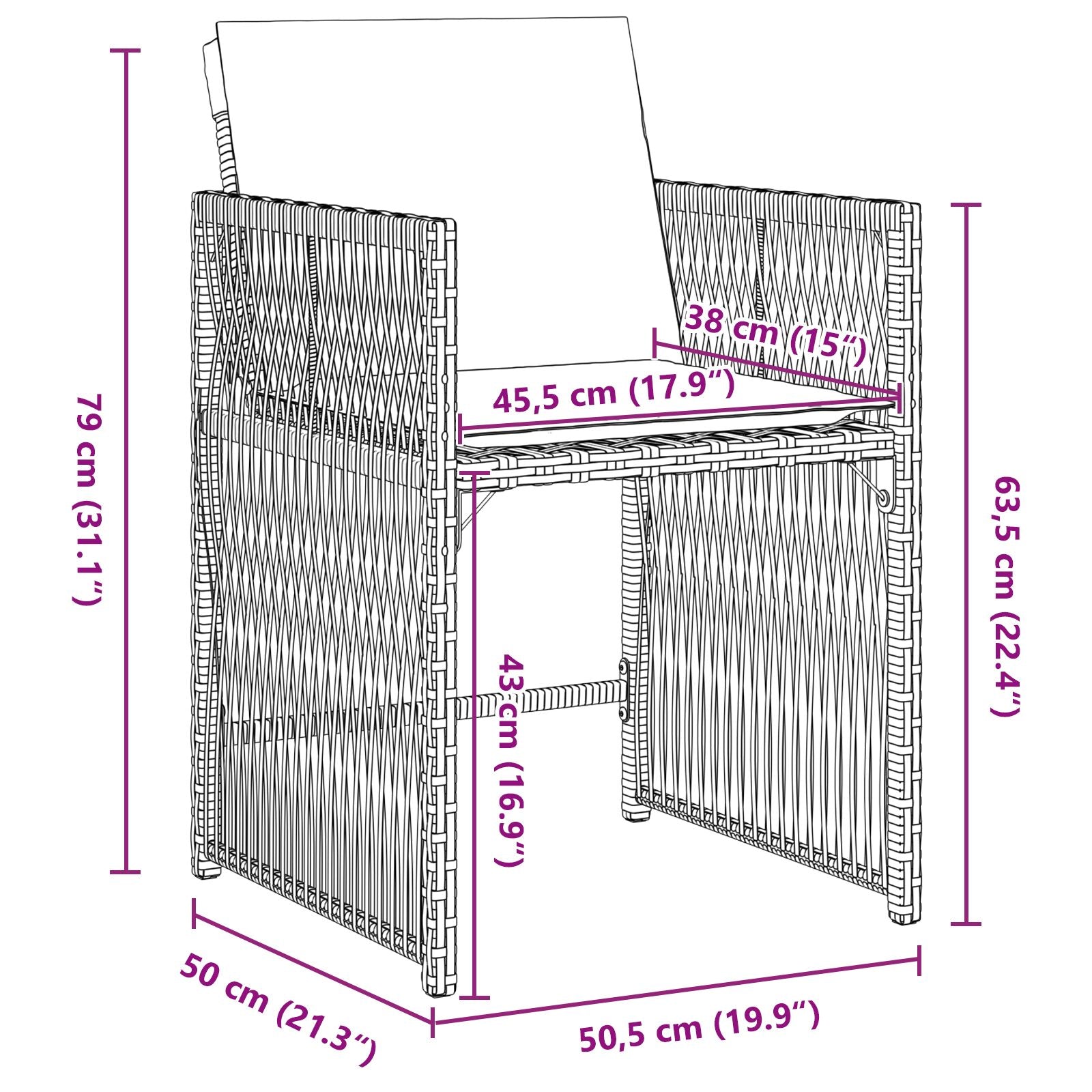 Conjunto de Comedor de Jardín de 5 Piezas con Cojines Ratán Poliéster Gris V6971 Vetonek