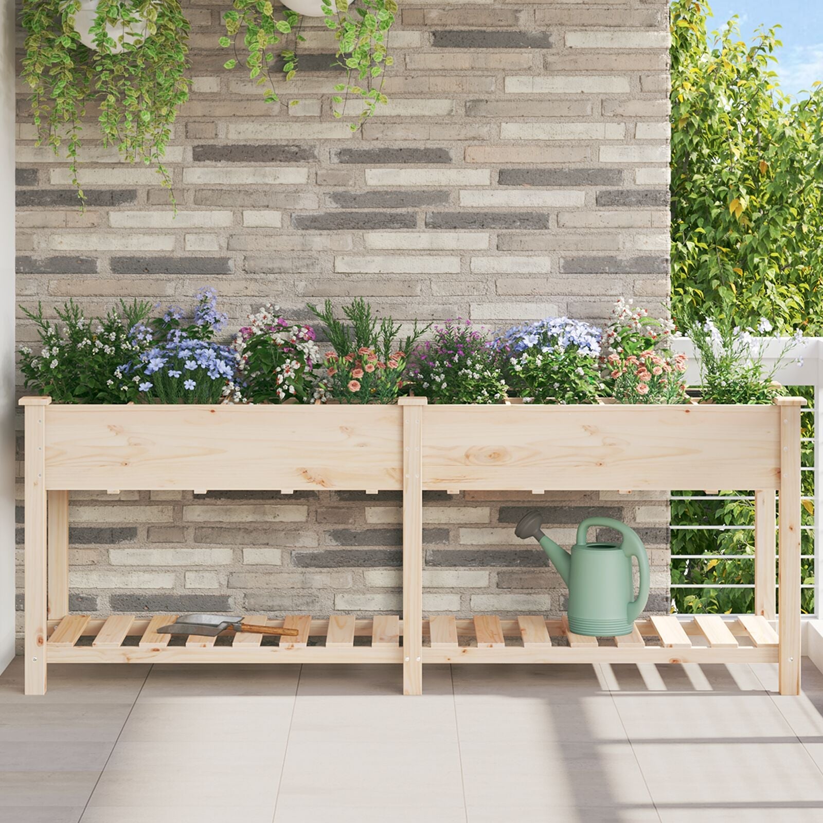 Macetero de Jardín con Rejillas 203x53x76 cm de Madera Maciza de Abeto V0708 Vetonek