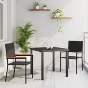 Conjunto de Comedor de Jardín de 3 Piezas Negro de Poliratán V6224 Vetonek
