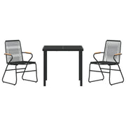 Conjunto de Comedor de Jardín  de 3 Piezas Negro Rattan de PVC V0970 Vetonek