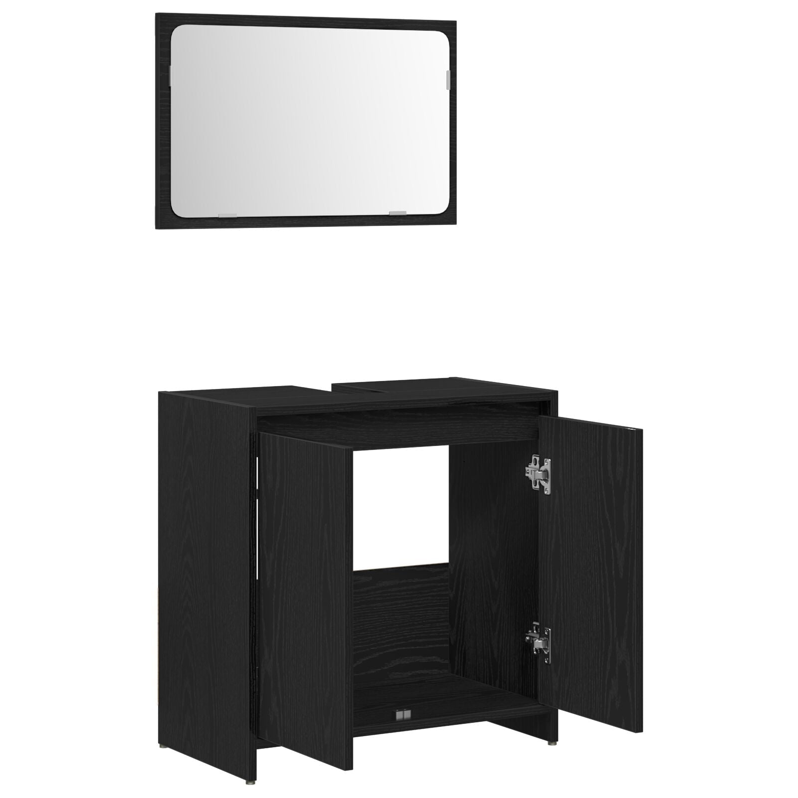 Armario de baño con espejo de madera de roble negro 60x33x61 cm de madera de ingeniería V9107 Vetonek