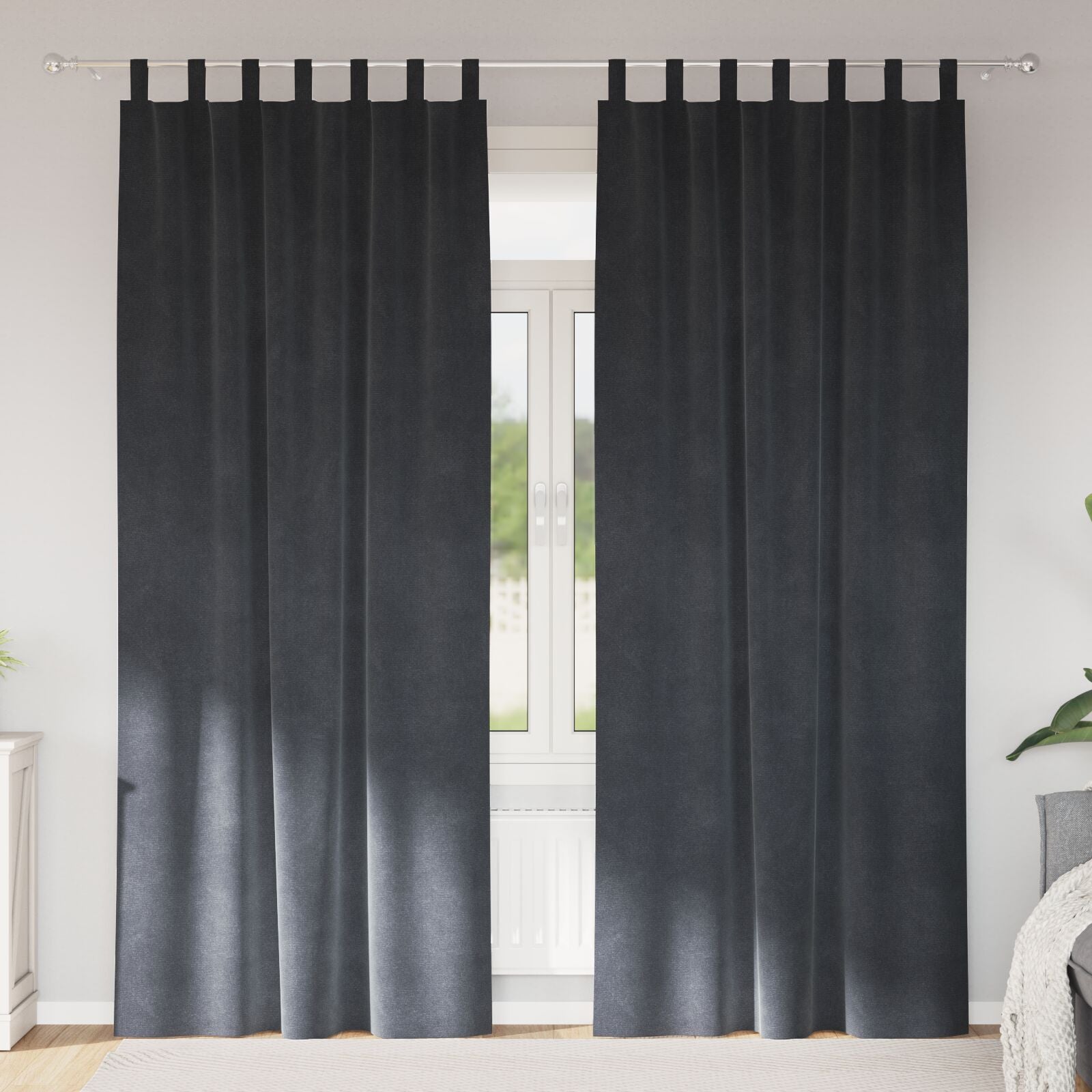 Blackout Curtains with Suspension Ties 2 Pieces of Light Gray Velvet V3587 Vetonek