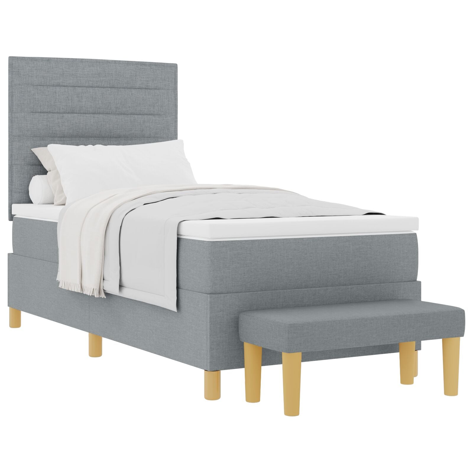 Bed with Slatted Base and Light Gray Mattress 90x190 cm Fabric V2318 Vetonek
