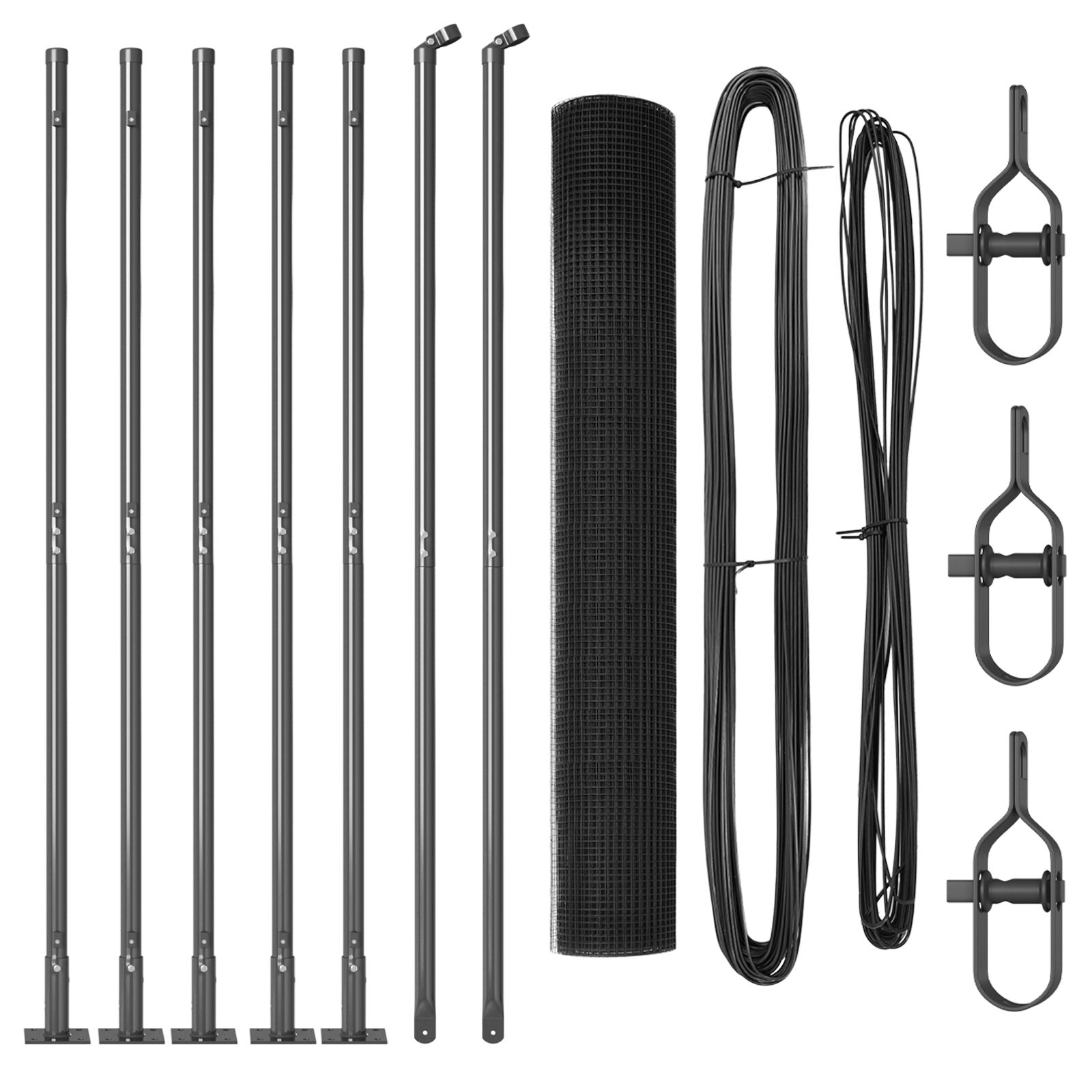 Cerca de malla soldada con 7 postes flangeados Gris 1.2x10 m Acero V6865 Vetonek