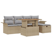 6-Piece Garden Sofa Set with Beige Polyester Rattan Cushions V1090 Vetonek