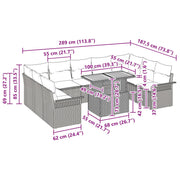 10-Piece Garden Dining Set with Cushions Beige Rattan Polyester V4929 Vetonek