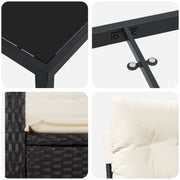 Conjunto de Comedor de Jardín de 3 Piezas con Cojines Negro Poliratán V2850 Vetonek