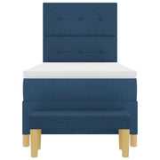 Box Spring bed with mattress and blue bench 90x190 cm fabric V3148 Vetonek