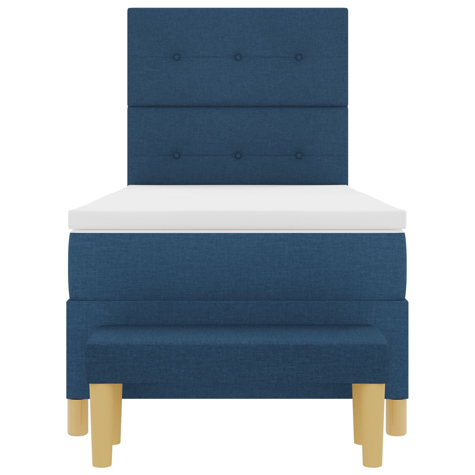 Box Spring bed with mattress and blue bench 90x190 cm fabric V3148 Vetonek