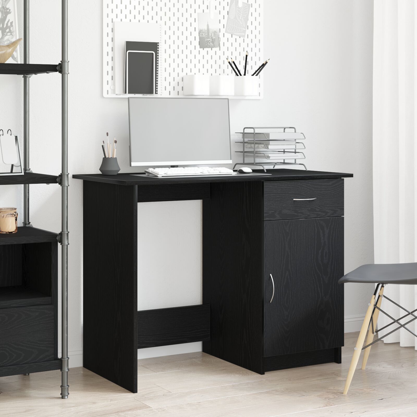 Bureau en chêne noir 100x50x76 cm Bois de qualité V8698 Vetonek