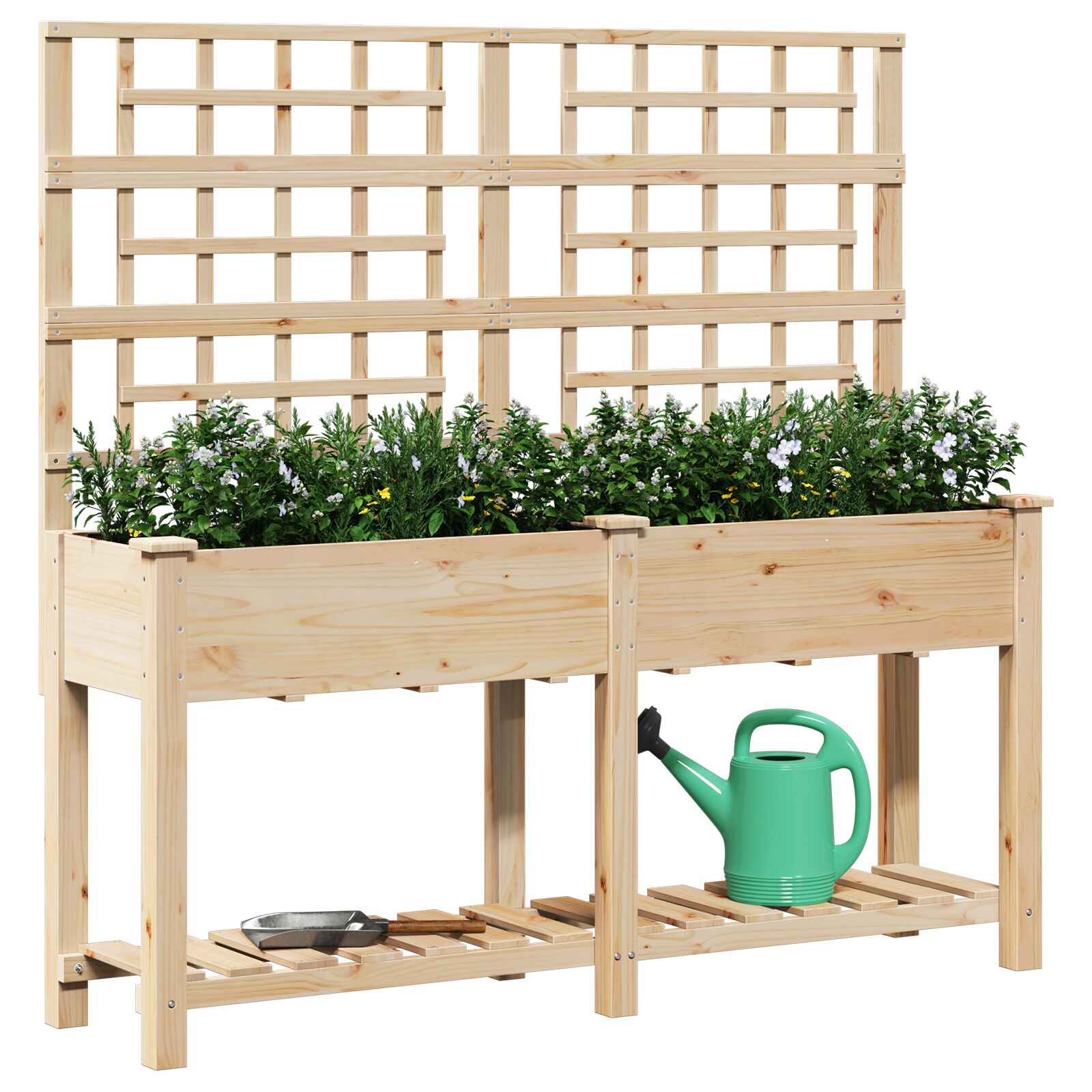 Plantador de Jardín con Enrejado y Estante 161x43x152 cm Madera Maciza de Pino V0609 Vetonek