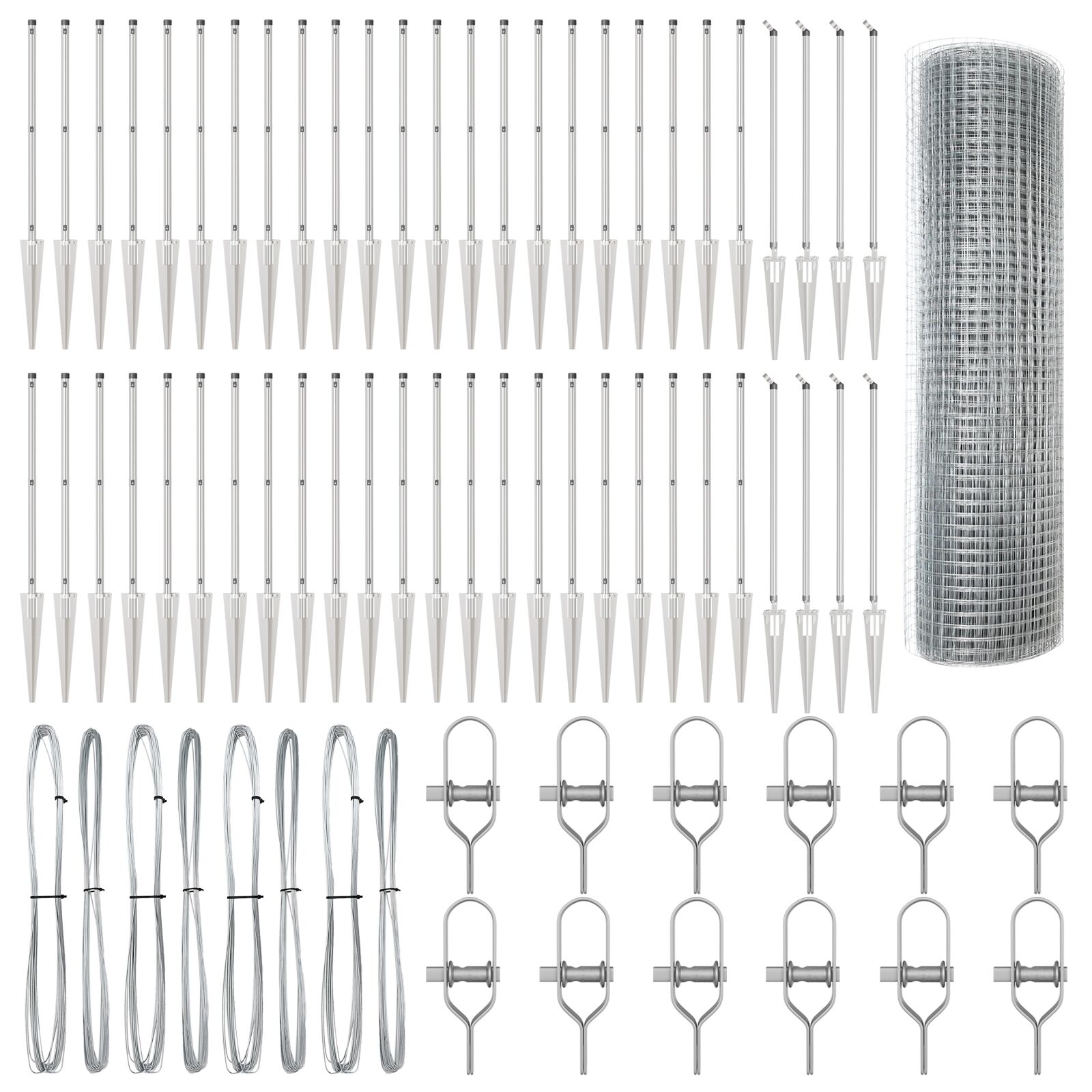 Clôture en fil de fer soudé avec 13 poteaux à pointes 1x100 m en acier galvanisé V1914 Vetonek