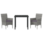 Conjunto de Comedor de Jardín de 3 Piezas Gris Ratán PE V6507 Vetonek