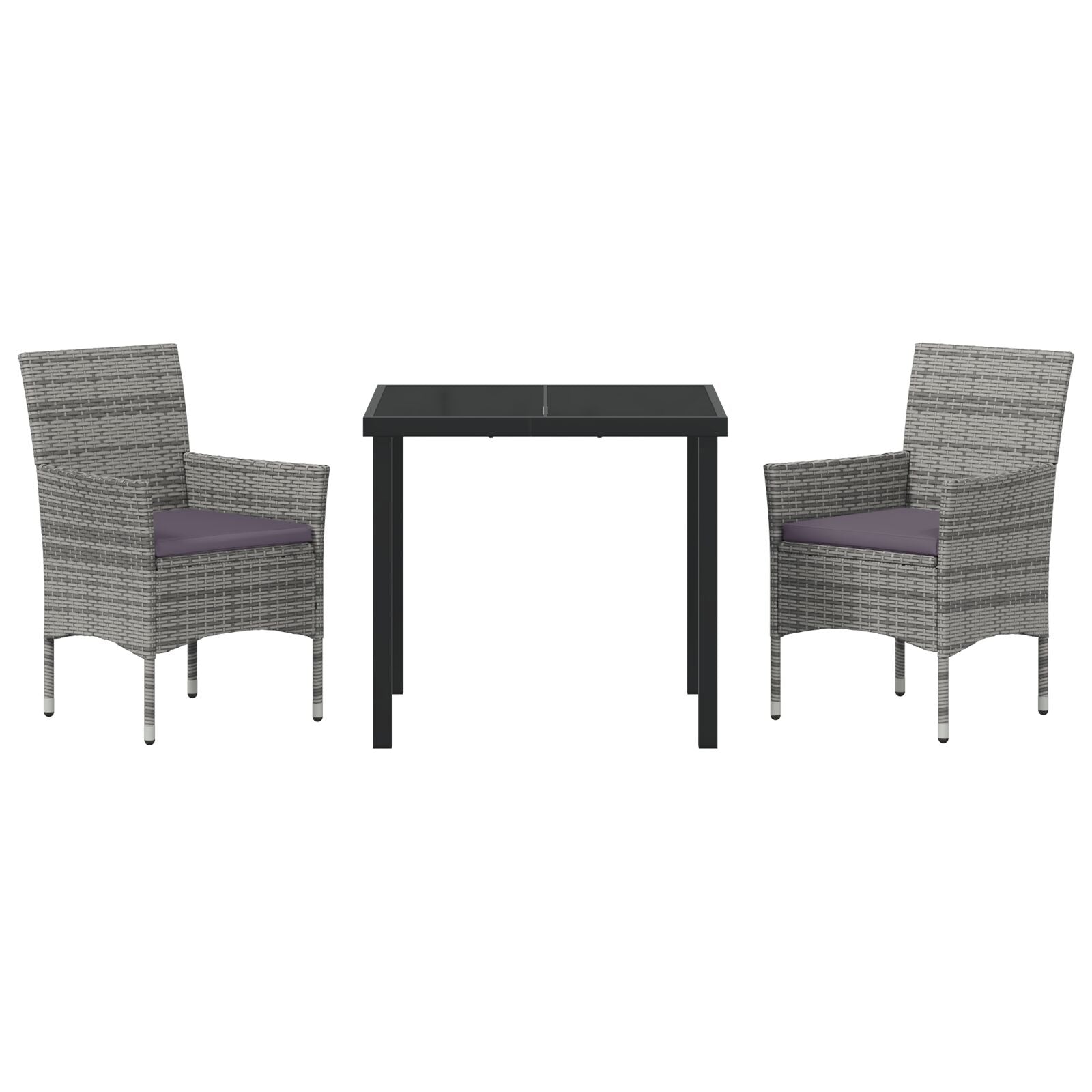 Conjunto de Comedor de Jardín de 3 Piezas Gris Ratán PE V6507 Vetonek