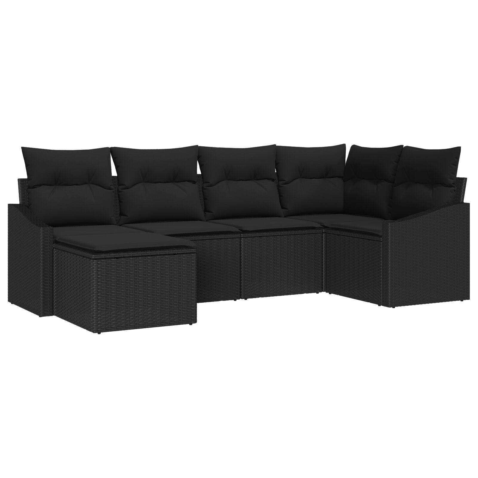 6 Piece Garden Dining Set with Cushions Black Polyrattan V7335 Vetonek