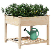 Macetero de jardín con estante 90x90x76 cm de madera maciza de abeto V0661 Vetonek