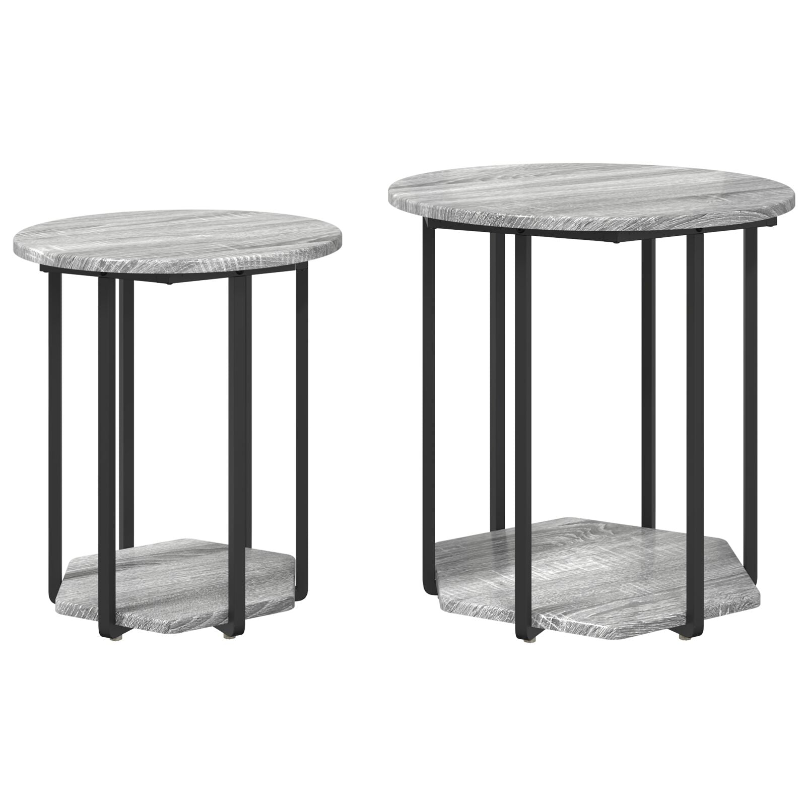 Mesa Lateral 2 pcs Gris Sonoma de Madera y Metal V4375 Vetonek