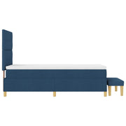 Box Spring bed with mattress and blue bench 90x190 cm fabric V3148 Vetonek