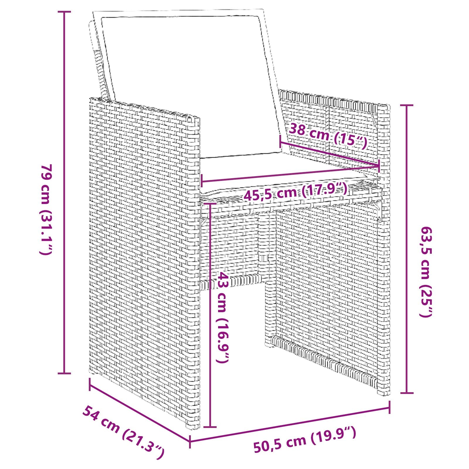 Conjunto de Comedor de Jardín de 5 Piezas con Cojines de Poliratán Marrón V8747 Vetonek