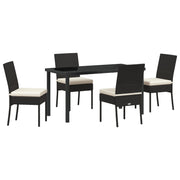 Conjunto de Comedor de Jardín  de 5 Piezas Negro Poliratán V1342 Vetonek