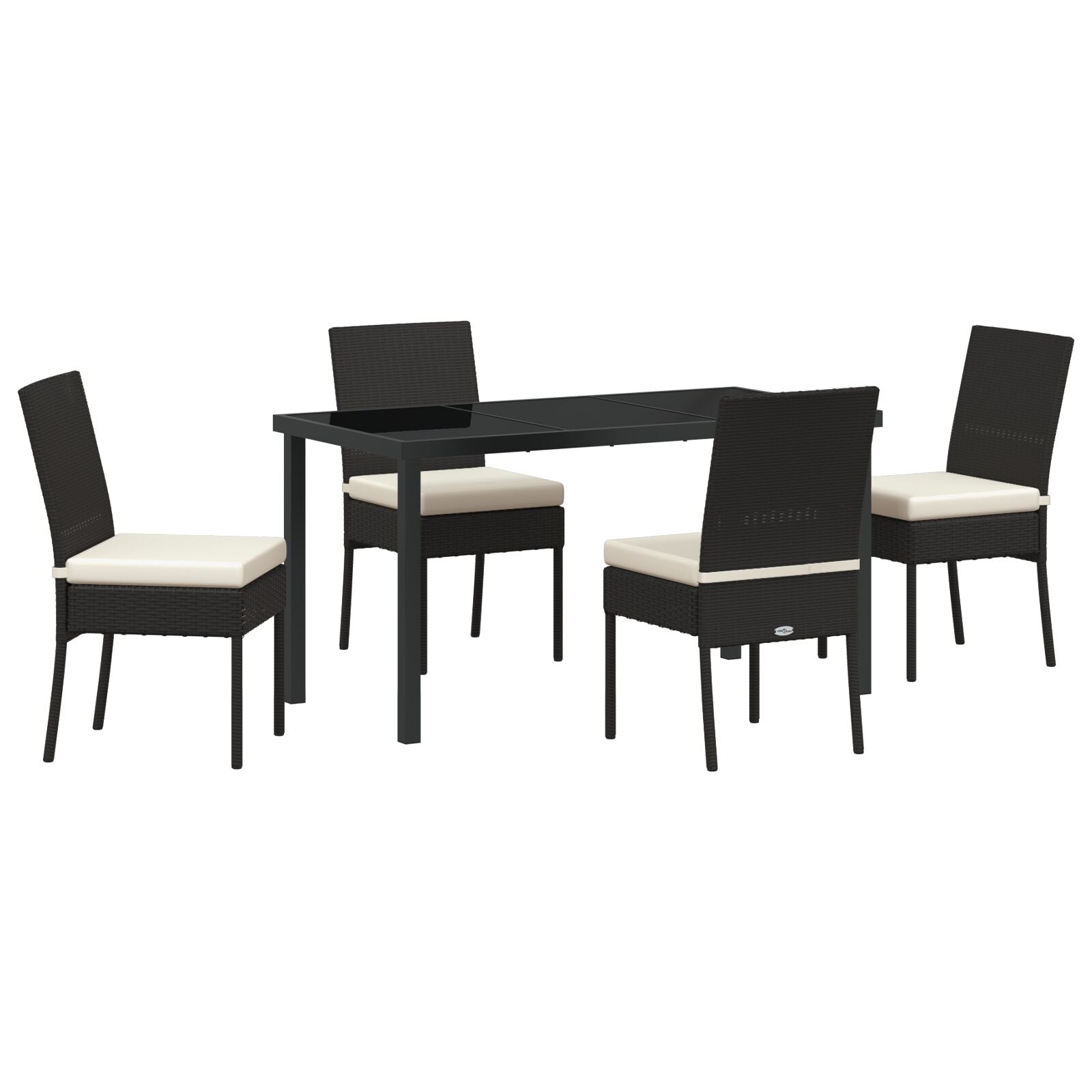 Conjunto de Comedor de Jardín  de 5 Piezas Negro Poliratán V1342 Vetonek