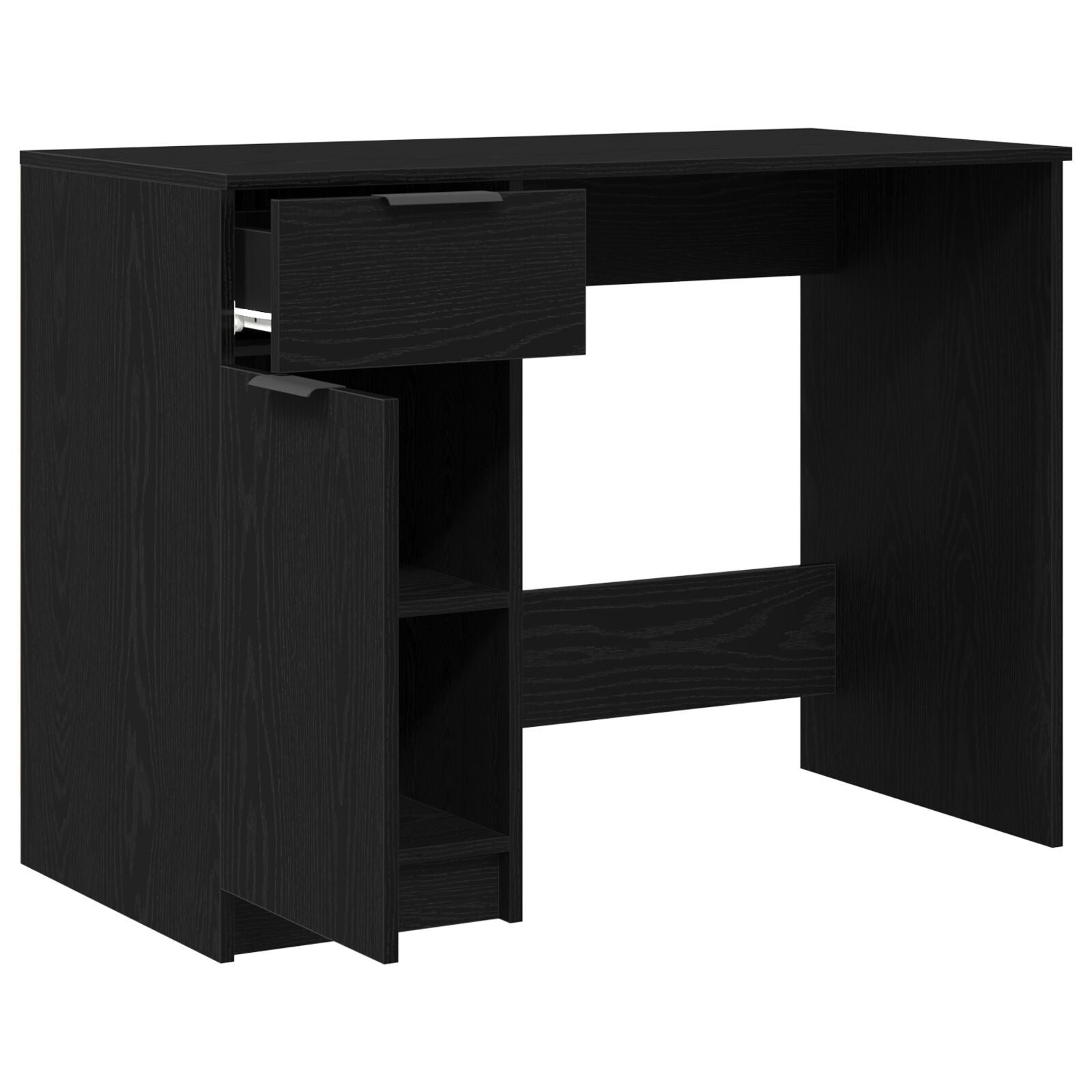 Bureau en Chêne Noir - 100x50x75 cm - En Bois Ouvré V1773 Vetonek