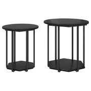 Mesa Lateral 2 pcs Madera de Roble Negro y Metal V4344 Vetonek