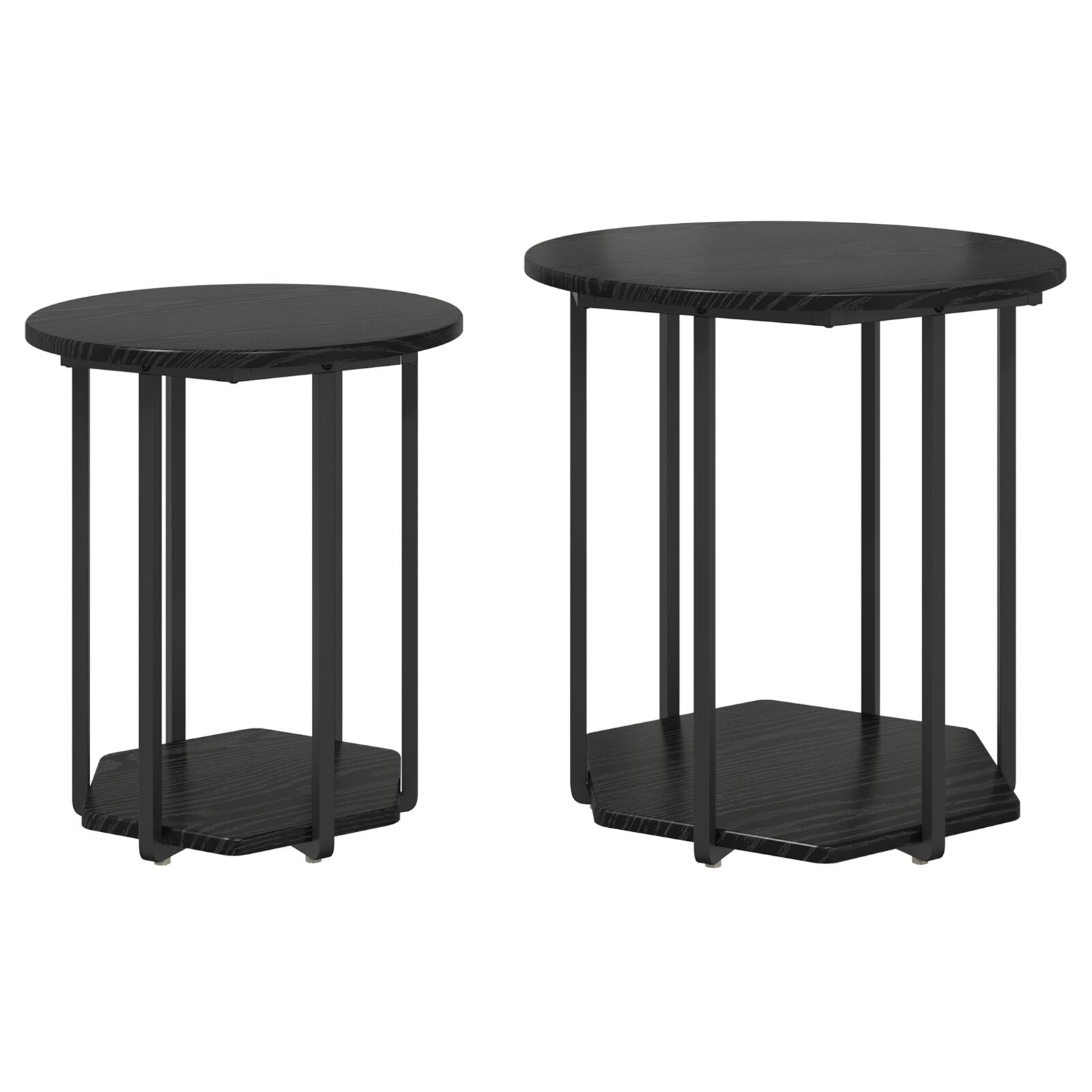 Mesa Lateral 2 pcs Madera de Roble Negro y Metal V4344 Vetonek