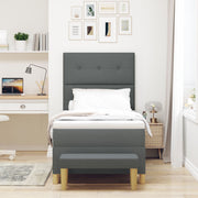 Bed with slatted base and mattress and dark gray bench 90x190 cm in fabric V3094 Vetonek