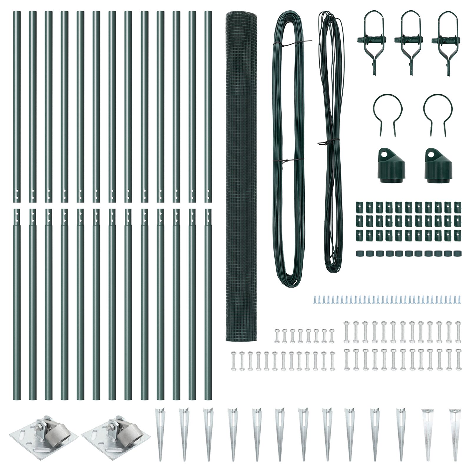 Cerca de Malla Soldada con 13 Postes Verde 1.5x25 m de Acero V2553 Vetonek