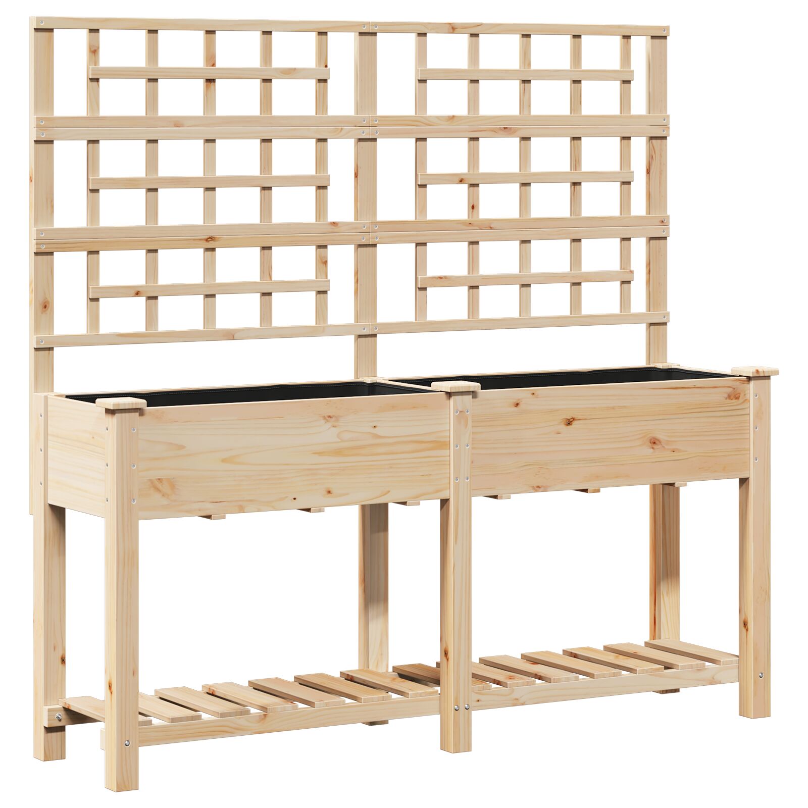 Plantador de Jardín con Enrejado y Estante 161x43x152 cm Madera Maciza de Pino V0609 Vetonek