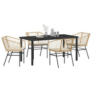 Conjunto de Comedor de Jardín  de 5 Piezas con Cojines Marrón Poliratán V8340 Vetonek