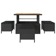 4-Piece Garden Dining Set with Black Polyrattan and Acacia Cushions V0230 Vetonek