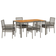 Conjunto de Comedor de Jardín  de 5 Piezas con Cojines Gris Poliratán V1310 Vetonek
