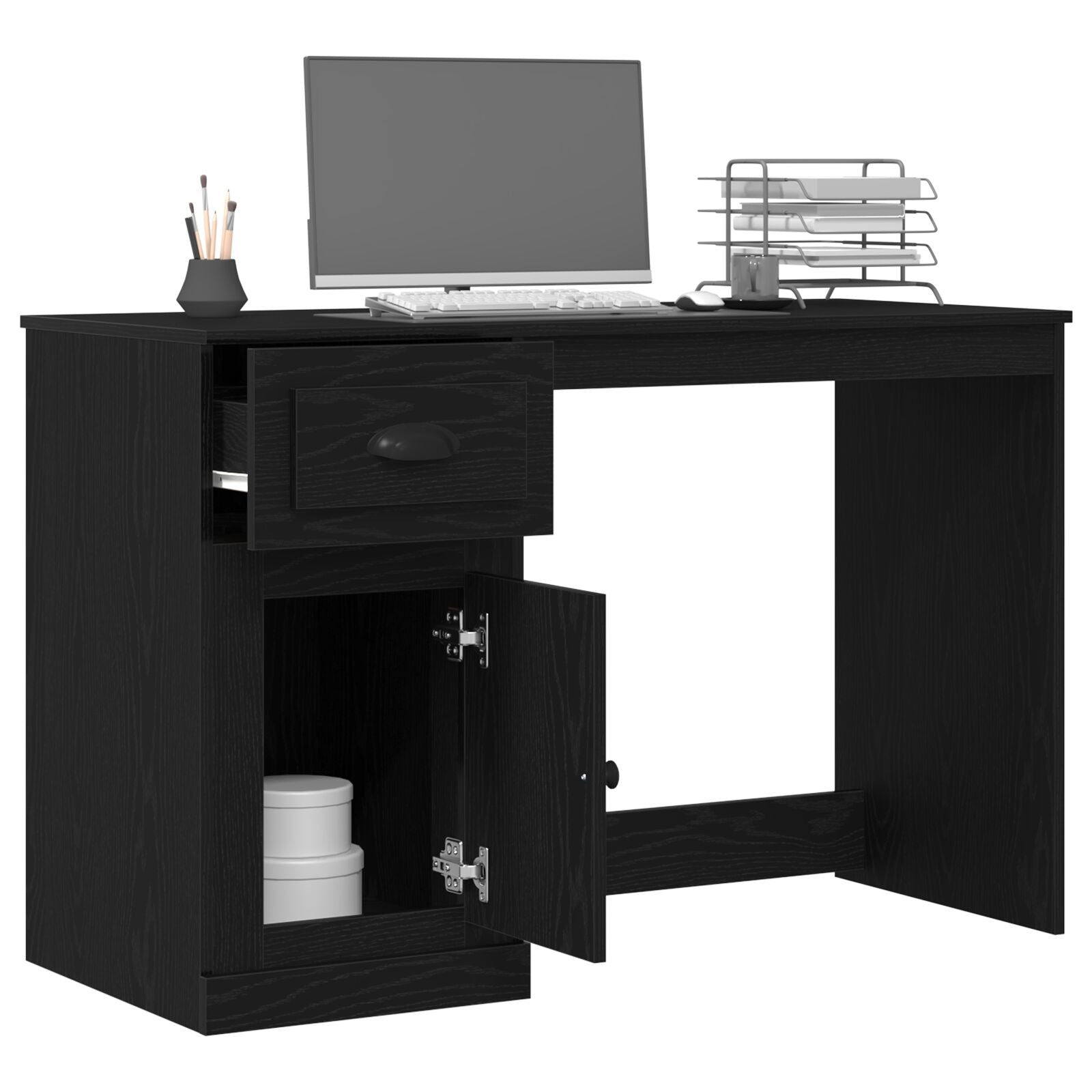Bureau avec rangement chêne noir 50x115x75 cm aggloméré V2220 Vetonek