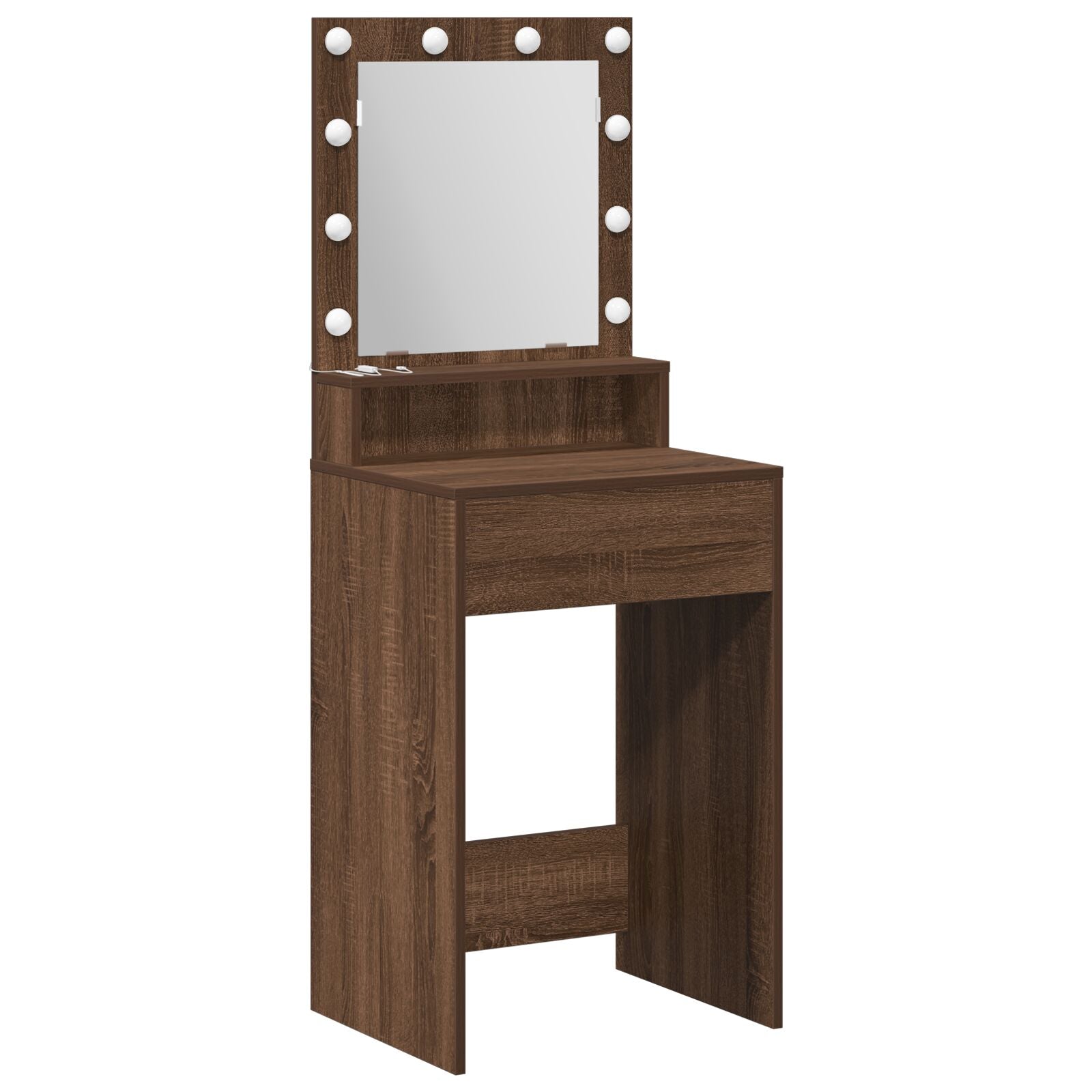 Bureau de maquillage avec lumières LED - Chêne marron - 50x41x135 cm V1529 Vetonek