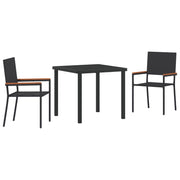 Conjunto de Comedor de Jardín de 3 Piezas Negro de Poliratán V6224 Vetonek