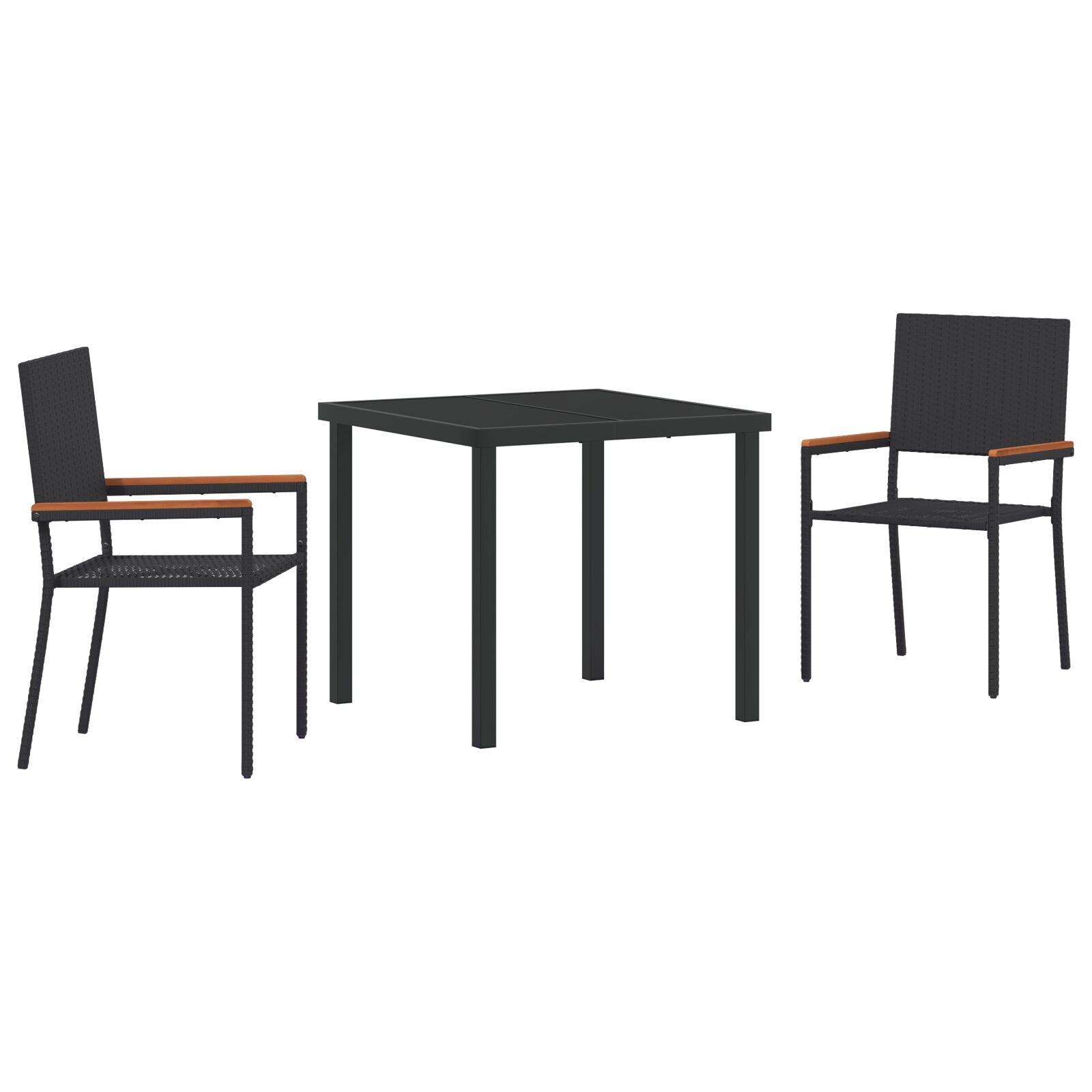 Conjunto de Comedor de Jardín de 3 Piezas Negro de Poliratán V6224 Vetonek