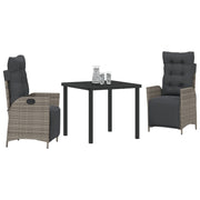 Conjunto de comedor de jardín de 3 piezas  Ratán Polipropileno Gris V4670 Vetonek
