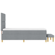 Box spring bed with mattress and light gray bench 90x190 cm fabric V3087 Vetonek