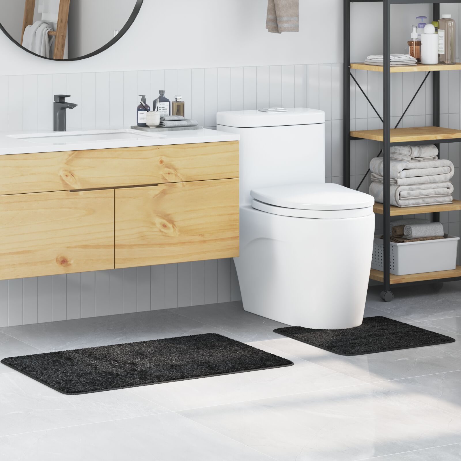 Lot de 2 tapis de bain antidérapants en polypropylène gris foncé V9783 Vetonek