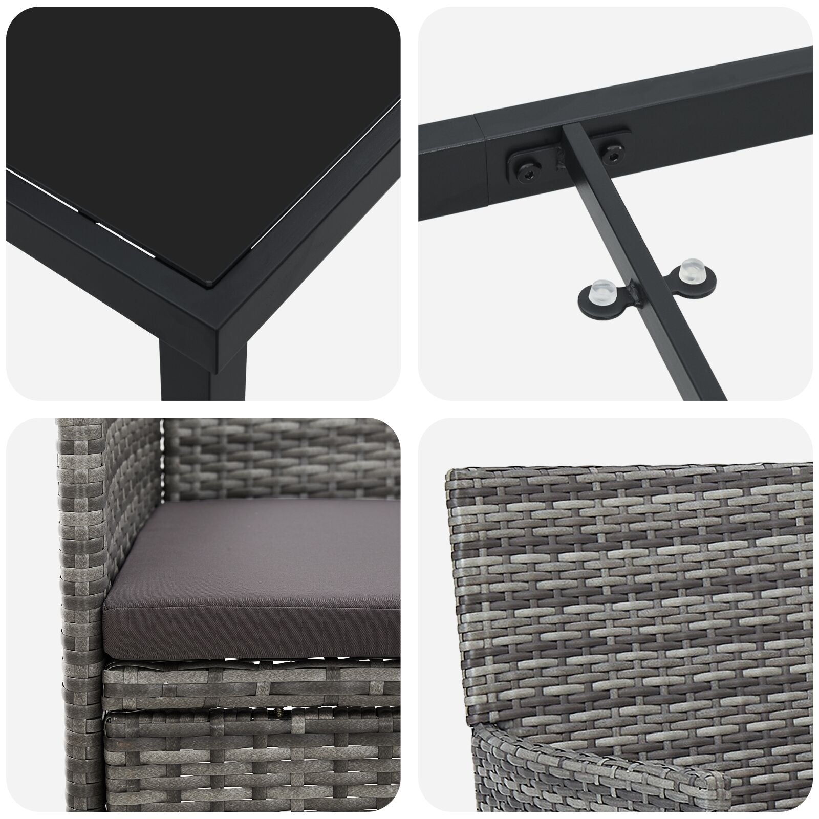 Conjunto de Comedor de Jardín de 3 Piezas Gris Ratán PE V6507 Vetonek