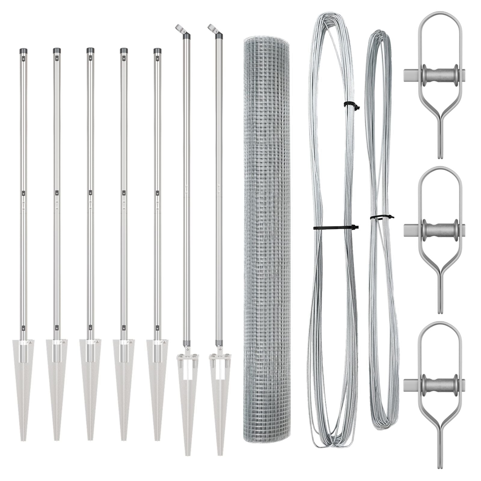 Cerca de Malla Soldada  con 7 Postes de Pica 10 x 1.4 m Acero Galvanizado V0979 Vetonek