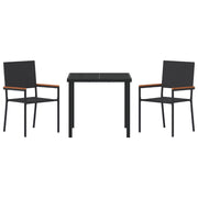 Conjunto de Comedor de Jardín de 3 Piezas Negro de Poliratán V6224 Vetonek