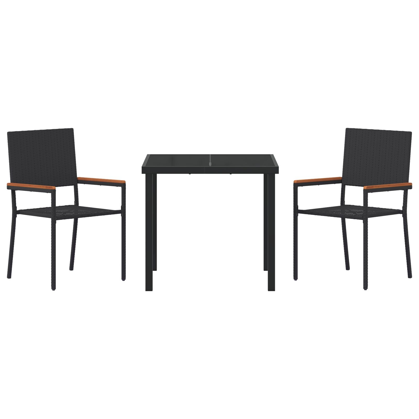 Conjunto de Comedor de Jardín de 3 Piezas Negro de Poliratán V6224 Vetonek