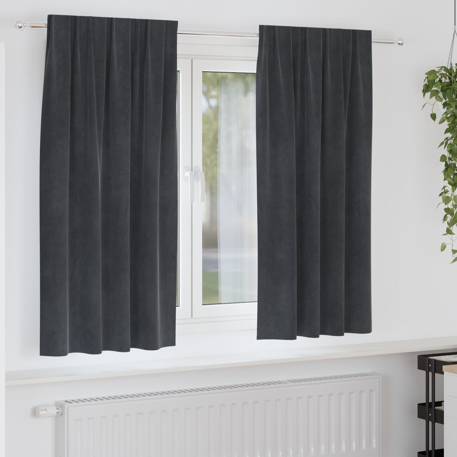 Blackout Curtains with Top Tape 2 pcs of Light Gray Velvet V3501 Vetonek