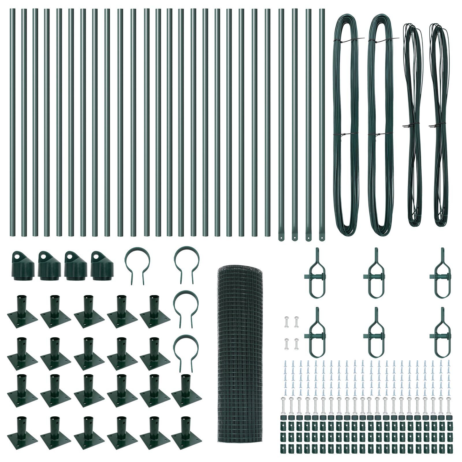 Cerca de Alambre Soldada  con 13 Poste Flangados Verde 1x50 m Acero V6339 Vetonek