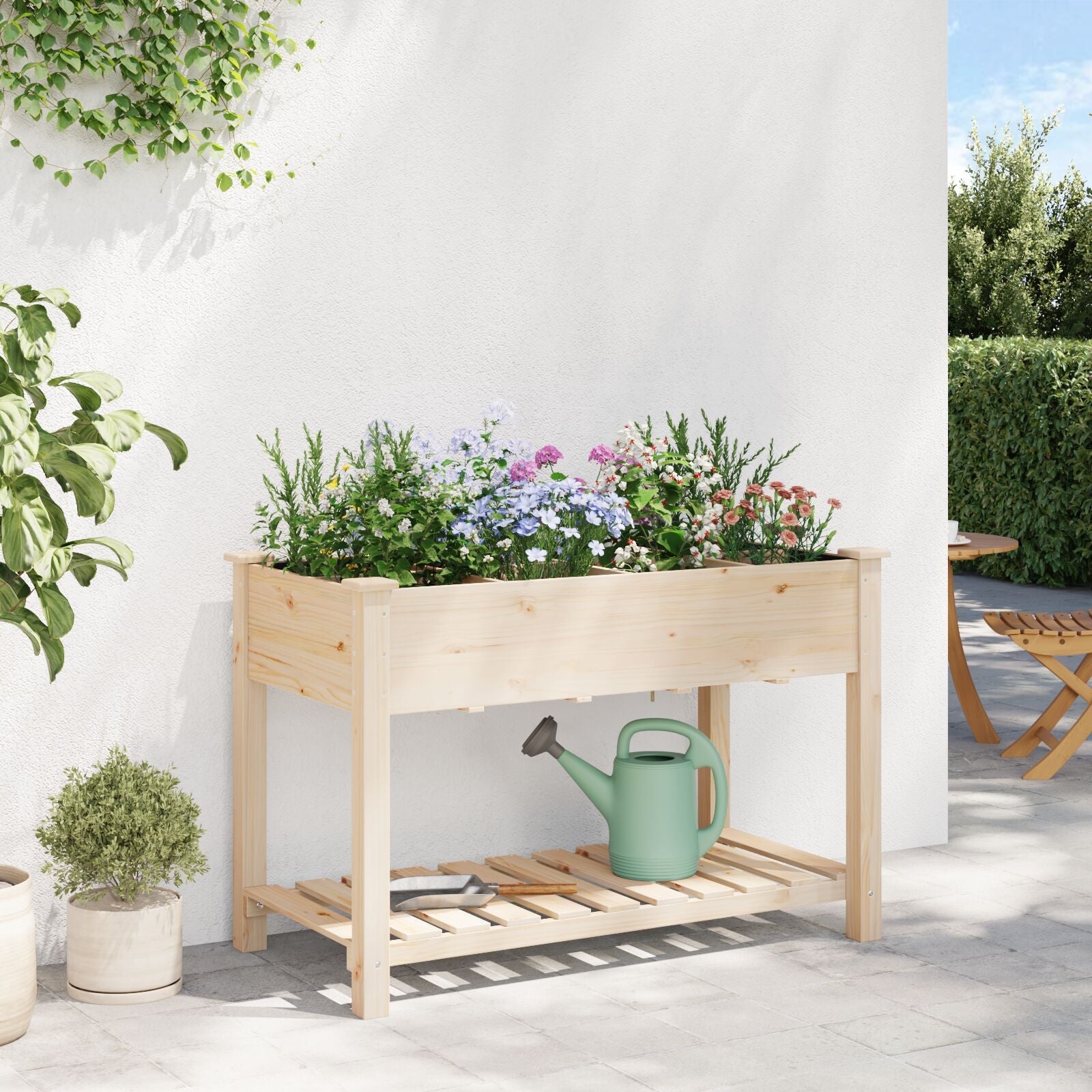 Jardín Planter con Rejillas 115x59x76 cm Madera Sólida de Pino V0685 Vetonek